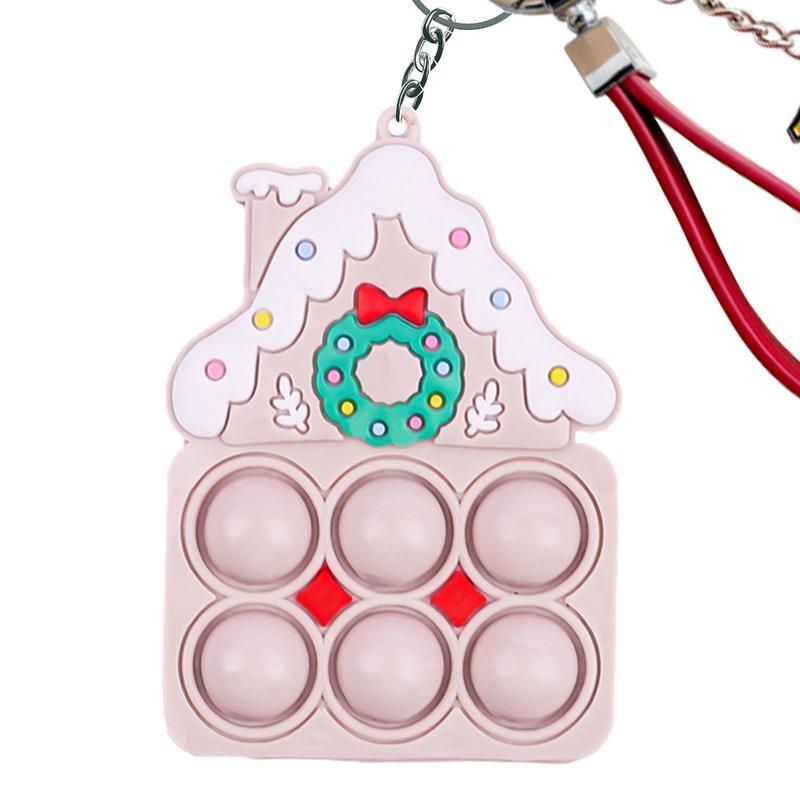Pop Bubble Keychain Sensory Toys Party Favors Mini Fidget Toy Bubble Game Squeeze Pop Bubble Fidget Toy Portable Fun Bubble Game