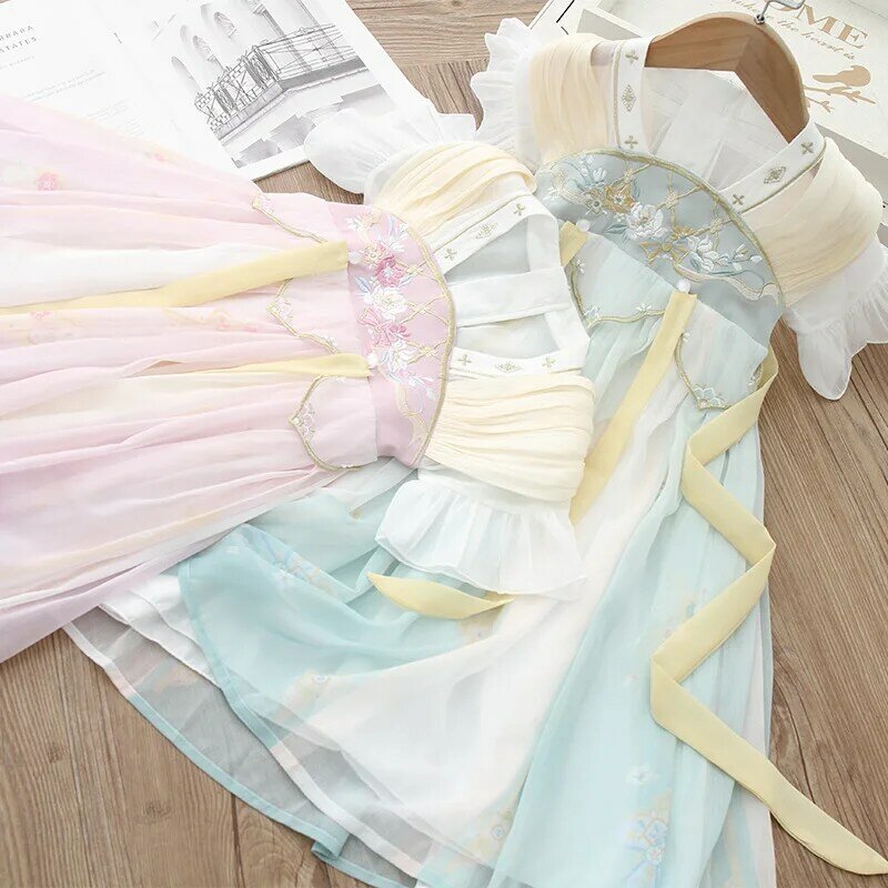 女の子のための伝統的なフォークダンスドレス,妖精の刺embroidery衣装,漢服プリンセスドレス,パーティードレス,コスプレ服