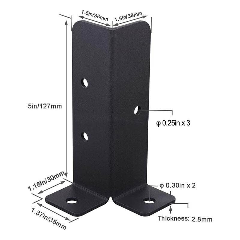4Pcs Adjustable Deck Post Anchor Base Brackets Reversible Wood Fence Post Kit Home DIY Garden Shade Gazebo Accessories