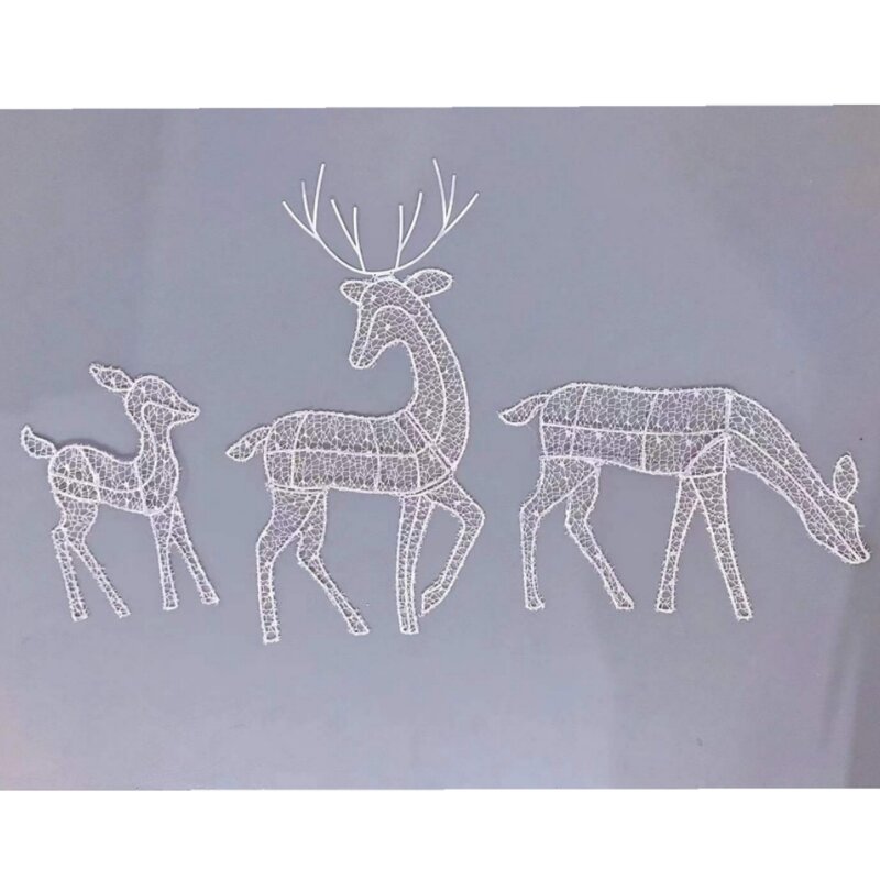 야외 조명 사슴 가족 방수 잔디 정원 장식품, 크리스마스 장식, 귀여운 순록 장식, 3 팩 도매