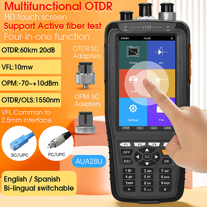 Multifunctionele Otdr 1310/1550/1610nm (Optioneel) vfl/Opm/Ols Touchscreen Optische Tijdsdomein Reflectometer Glasvezel Tester
