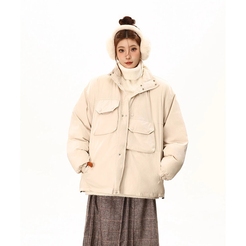 New Women's Jacket 2023 Winter Cotton-padded Clothes Korean Fashion Stand Collar Thicken Bread Jacket Women Warm Coat Tops