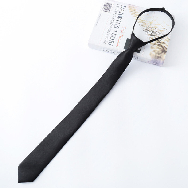 Черный галстук унисекс с молнией в стиле ретро Гладкий Тонкий Гладкий женский галстук-бабочка в Корейском стиле простой элегантный универсальный модный галстук