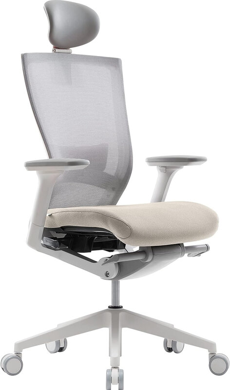 Krzesło do biura domowego: wysoka wydajność, regulowany zagłówek, 2 do pas wspierający, 3 do podłokietnika, pochylony do przodu, regulowany fotel głębokość