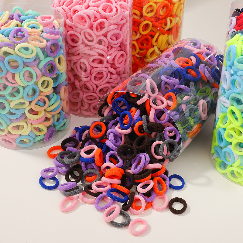 50PCS Colorful Basic Nylon Ealstic Hair Ties for Girls Ponytail Hold Scrunchie Rubber Band Kid Fashion Baby Hair Accessories
