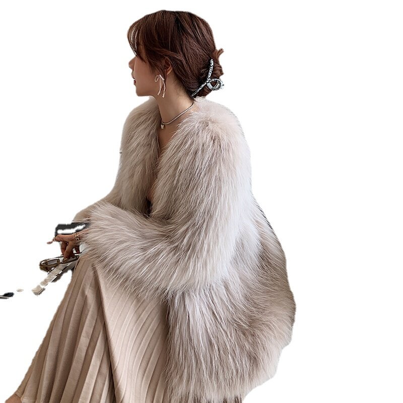 Зашитое Новое Стильное плетеное меховое пальто из меха енота женское меховое пальто средней длины для осени и зимы