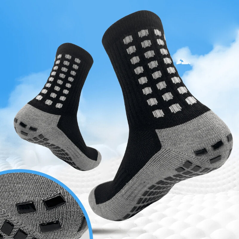 Calcetines de fútbol con almohadillas de silicona antideslizantes para hombre, parte inferior de toalla gruesa para absorción del sudor, calcetines ootball, calcetines de Yoga, 4 pares