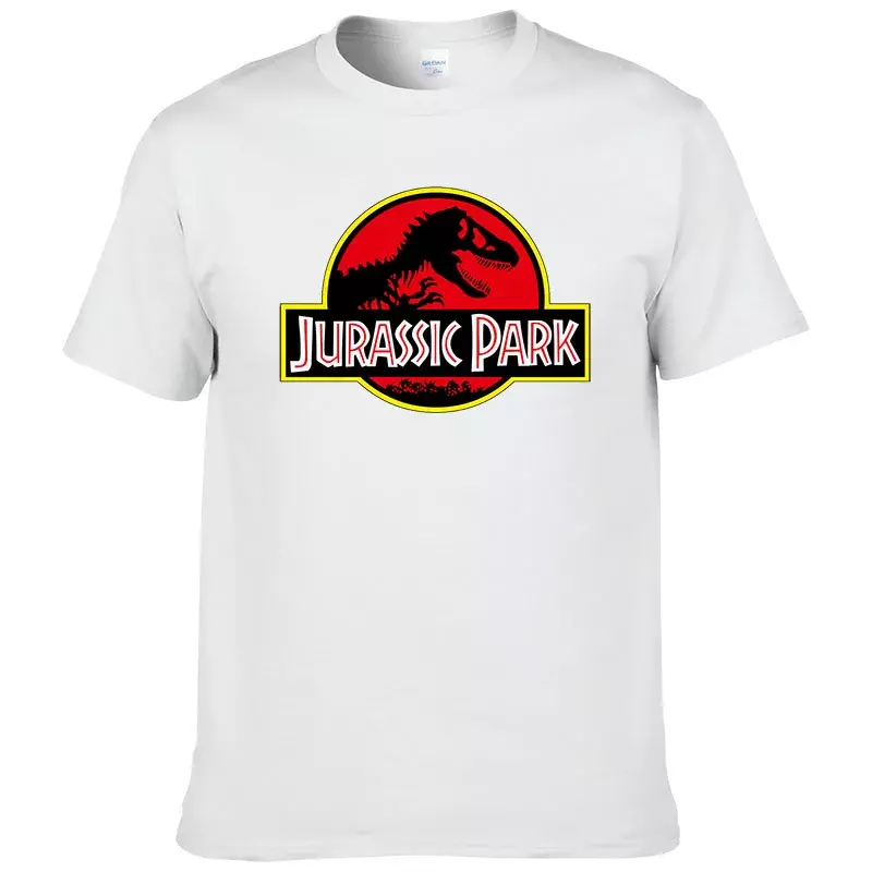 Camiseta con estampado de dinosaurio de dibujos animados para hombre, camiseta divertida de verano Harajuku, camiseta de Parque Jurásico fuera de línea, A286