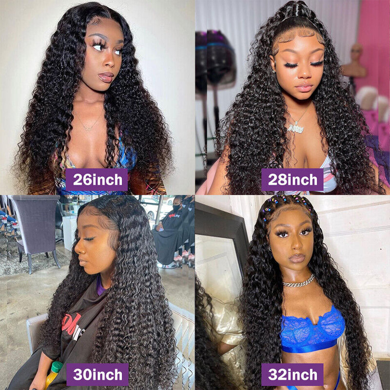 40 Inch 13x6 Hd Transparent Curly Lace Front Human Hair Wigs Remy Brazilian For Women Pre Plucked 13x4 Deep Wave Frontal Wig
