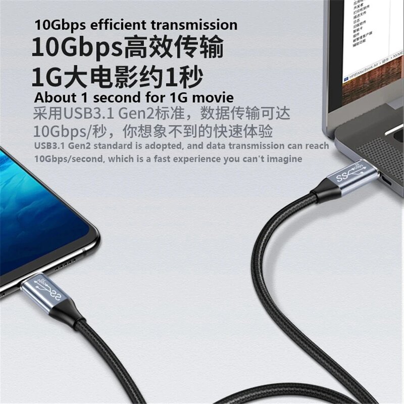 Cavo di prolunga USB C tipo-C cavo di prolunga maschio-femmina USB-C Thunderbolt 3 per Xiaomi Nintendo Switch USB-C3.1 linea dati Gen2