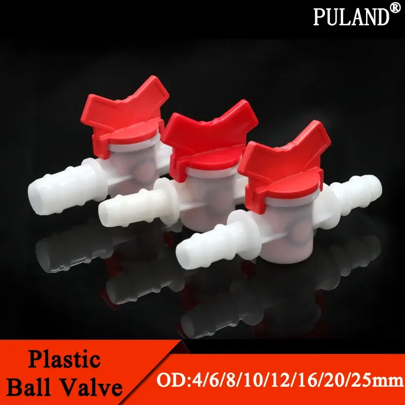 1Pcs 4mm 6mm 8mm 10mm 12mm 16mm 20mm 25mm PVC Hose Barb Two Way Plastic Ball Valve Aquarium Garden Micro Irrigation Connector