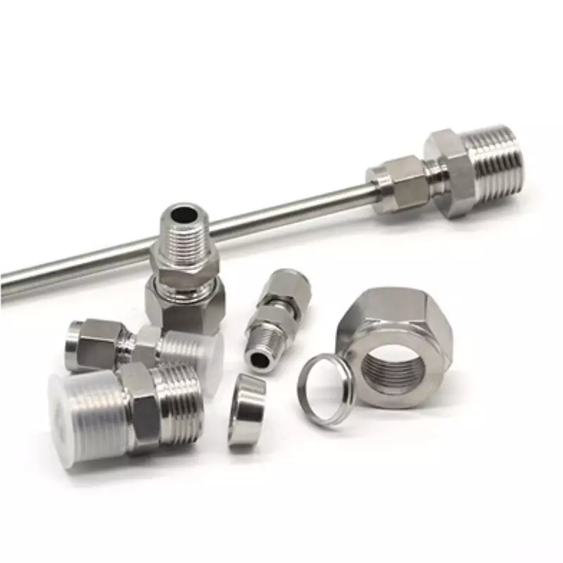 SS 304 Stainless Steel Double Ferrule Compression Connector 6mm 8mm 10mm 12mm Tube to 1/8" 1/4" 3/8" 1/2" Male  Pipe Fitting