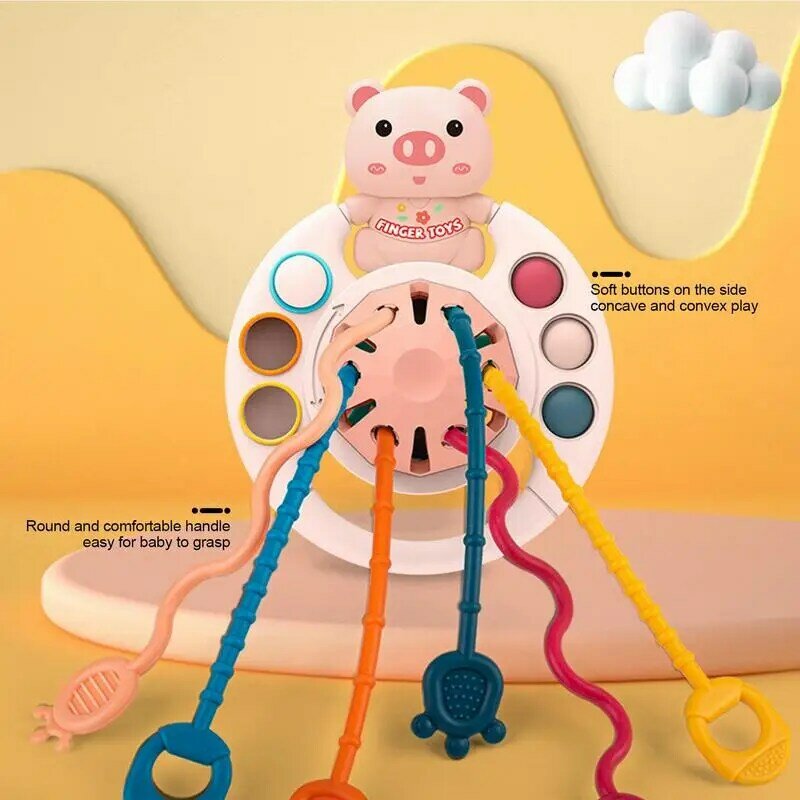 Tarik String mainan aktivitas pesawat tali tarik mainan perjalanan mainan sensorik untuk balita perjalanan belajar mainan pendidikan untuk 1-3