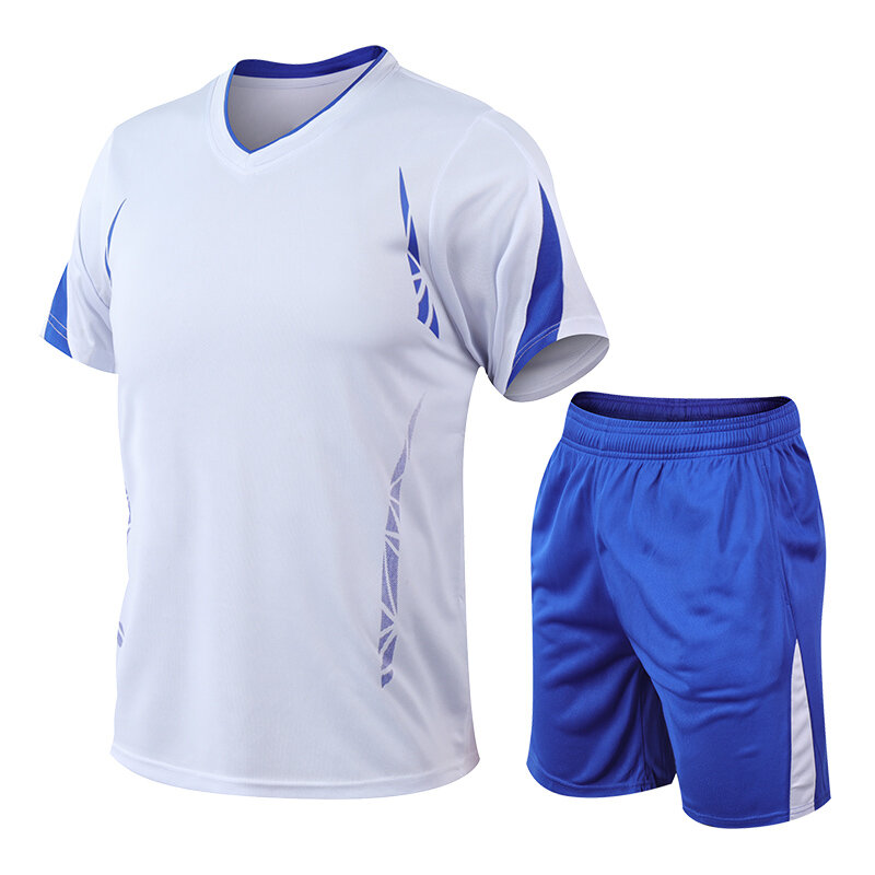 Men Summer Sportswear Suit Short-Sleeve T Shirt + Shorts 2 Pieces Sets New Male Quick Dry Running Tracksuit