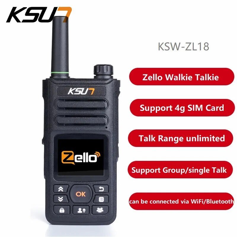 Ksut ZL18 zello walkie talkie 4G ซิมการ์ด WiFi โทรศัพท์มือถือวิทยุระยะไกล100ไมล์ GPS มืออาชีพ pwaloc Talkie