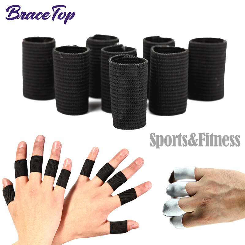 BraceTop-Mangas elásticas para dedos, protector de dedos para deportes, soporte para artritis, protección para dedos al aire libre, baloncesto, voleibol, 10 piezas