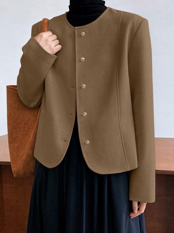 ZANZEA-Fatos de blazer de trabalho manga comprida para mulheres, casacos elegantes, outwear casual, botões sólidos para baixo, moda primavera, outono