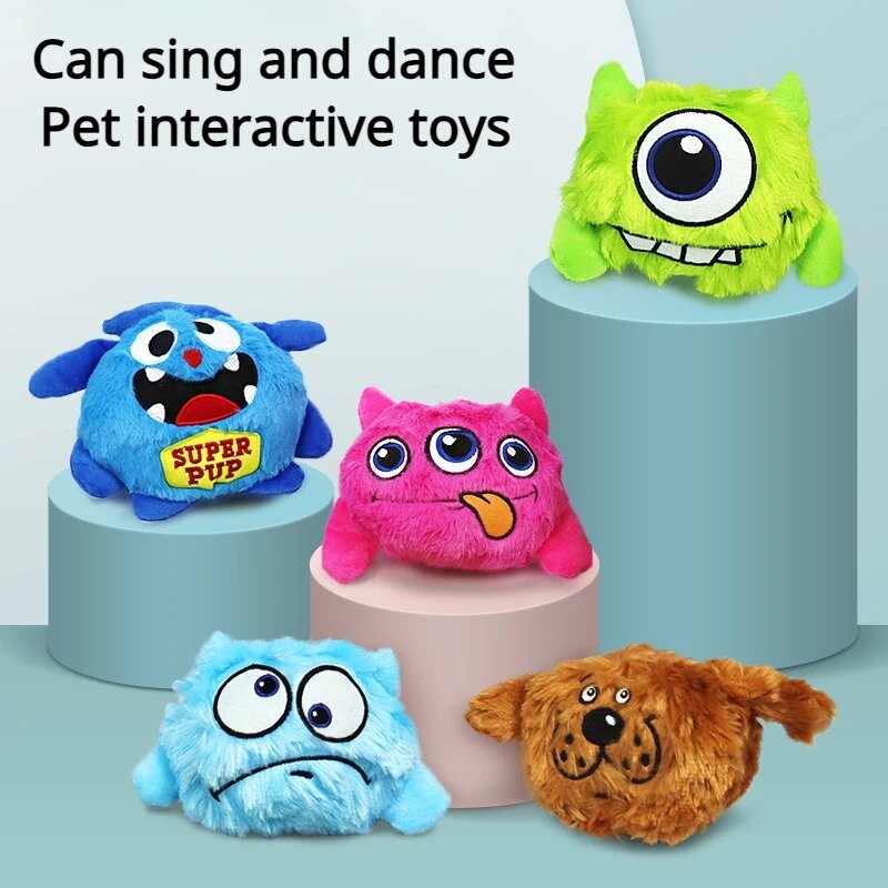 Juguete interactivo para perro monstruo, juguetes de sonido de felpa oscilante, rebote, juguete electrónico, vibración automática, suministros para mascotas grandes
