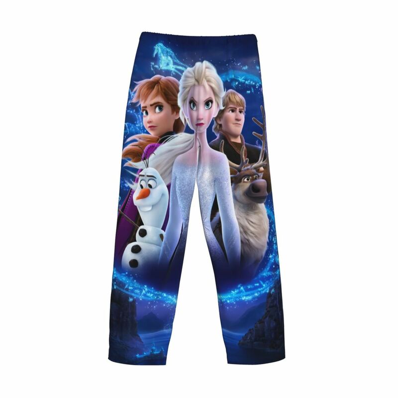 Pantalones de pijama personalizados de dibujos animados para hombre, ropa de dormir con cordón y bolsillos, con estampado de películas de televisión y Frozen