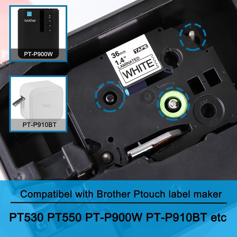 TZe261 36mm standardowy taśma laminowana duży etykieta rozmiaru taśma kompatybilny dla Brother p-touch taśma etykiet 36mm dla PT-P950W PT-9600 9800