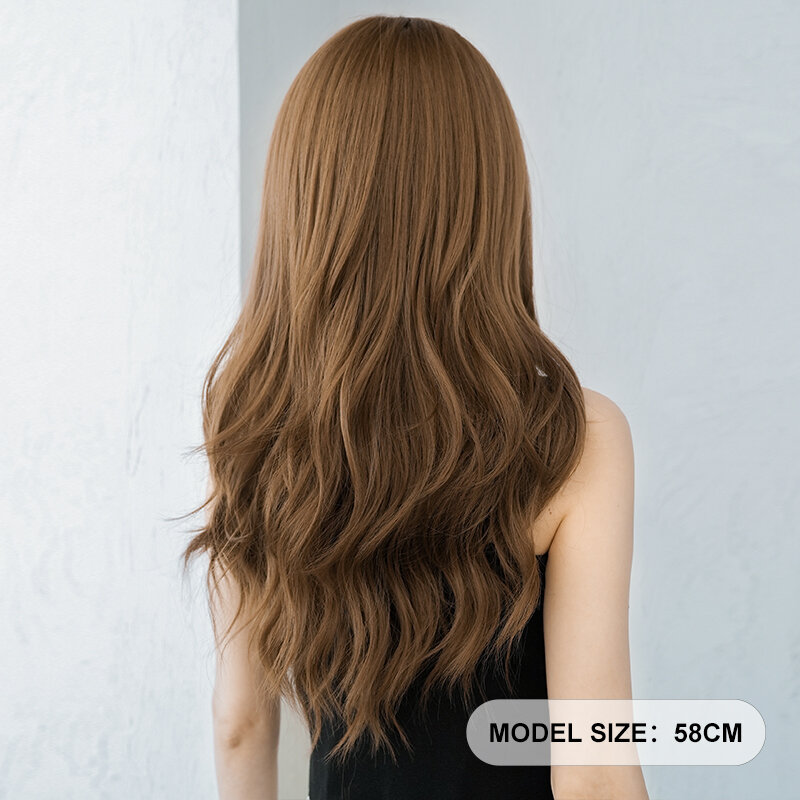 7JHH парики синтетический медовый светлый парик для женщин для ежедневного использования высокая плотность длинные волнистые коричневые парики с челкой для начинающих