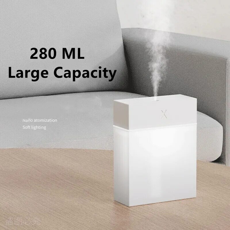 280ML Cuboid USB Visible Water Level Humidifier home night light Silent  humidificador Heavy Fog umidificador amount ultrasonic