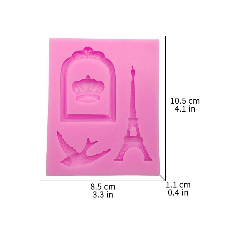Molde de silicona de la torre de París europea, marco de espejo, corona, paloma blanca, Fondant, pastel, decoración de Chocolate, accesorios para hornear de cocina