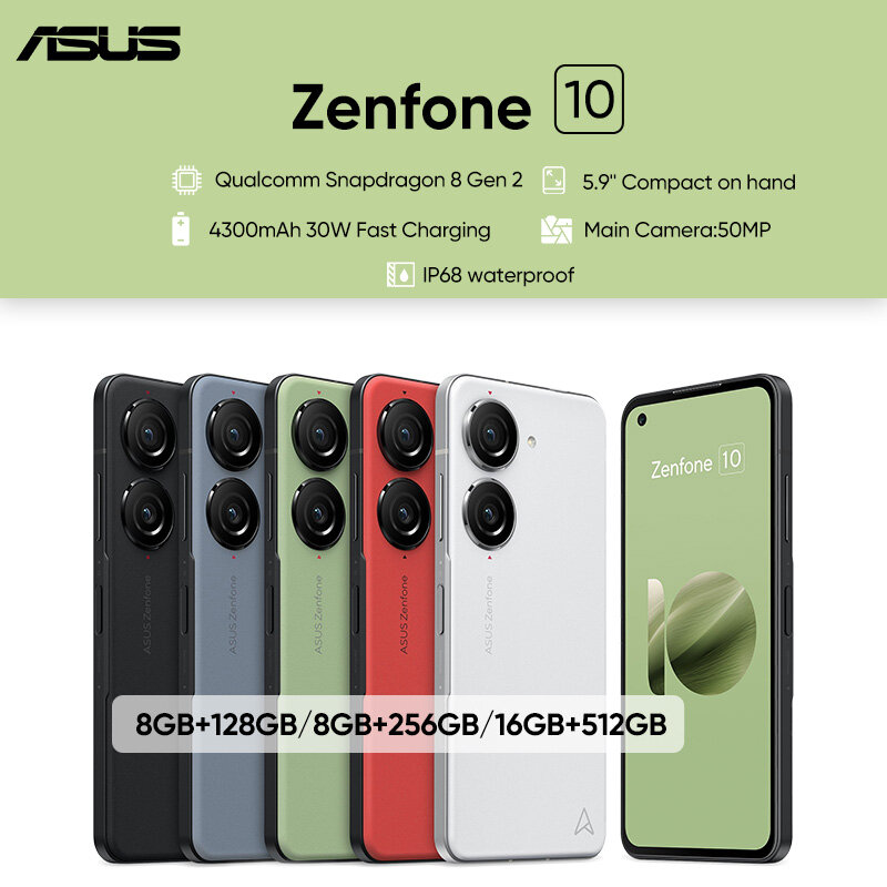 2023 nuovo ASUS Zenfone 10 5G Snapdragon 8 Gen 2 5.9 ''144Hz schermo AMOLED 4300mAh batteria IP68 impermeabile NFC versione globale