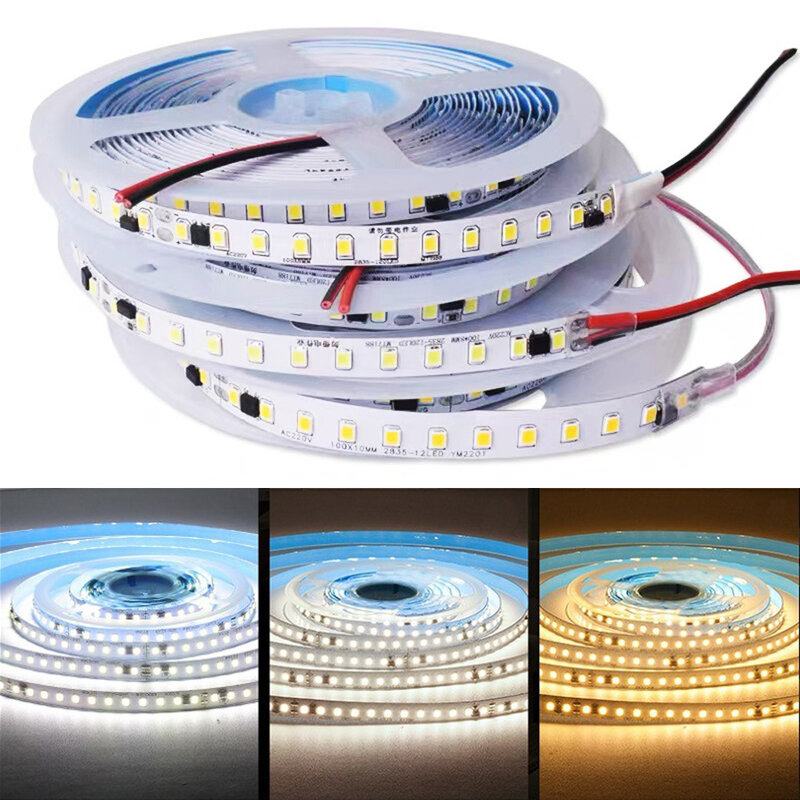 LED 스트립 라이트, 220 V 2835 120LED/M, 5M, 10M, 20M, IP20, IP67 방수, 화이트, 따뜻한 화이트, 천연 220 V LED 테이프, 장식 룸