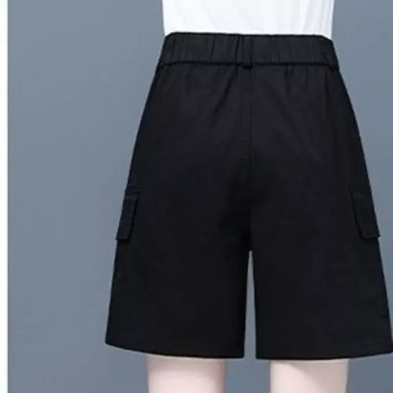 Pantalones cortos informales para mujer, Shorts holgados con bolsillos y cremallera y botones, Color liso, a la moda, Z702