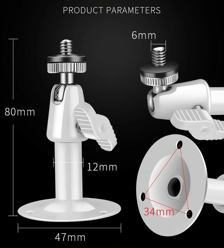 Steel Iron Side Mounted Wall Ceiling Mount Bracket Install Holder Rotary CCTV Camera Stand M6 Screw Thread 360degree Adjustable
