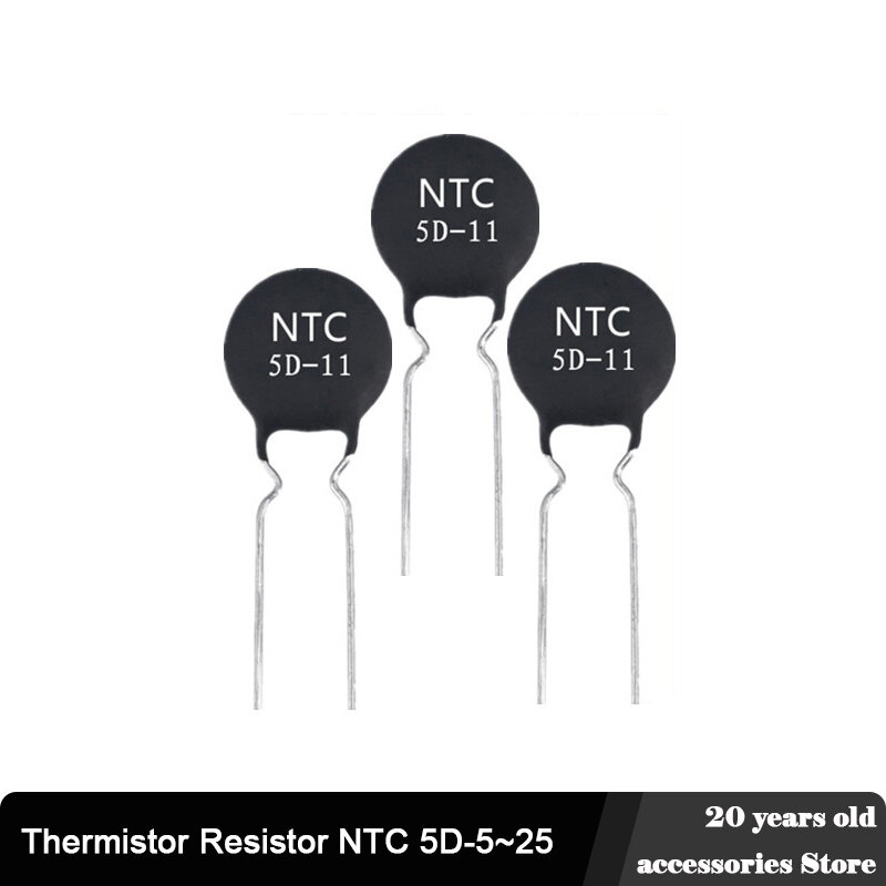 Resistencia Termistor NTC 5D-5 5D-7 5D-9 5D-11 5D-13 5D-15 5D-20 5D-25, resistencia térmica de composición cerámica con agujero