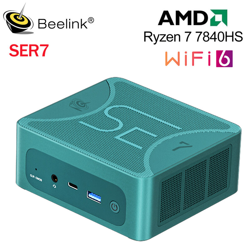 Beelink SER7 Ryzen7 7840HS hingga 65W PC Mini DDR5 32GB SSD 1T NVME SSD Wifi6 Komputer Gaming VS SER6 Pro 7735HS SER 5800H