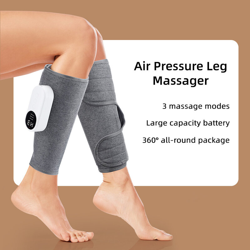 Электрический массажер для ног, зарядный компрессионный Массажер для икр с тремя режимами массажа, подходит для всех размеров бедер и колена, 360 °