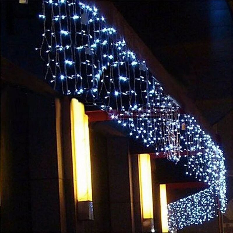 Guirnalda de luces navideñas para exteriores, cortina de luces impermeables con caída de 0,4-0,6 m, decoración navideña para aleros y jardín