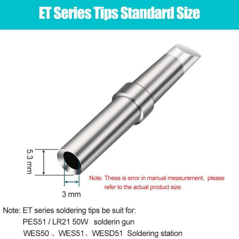 Weller ET Series ETD ETB ETA besi solder ujung tembaga bebas timbal untuk WES50 51 stasiun solder tukang las untuk PES51 LR21 pegangan