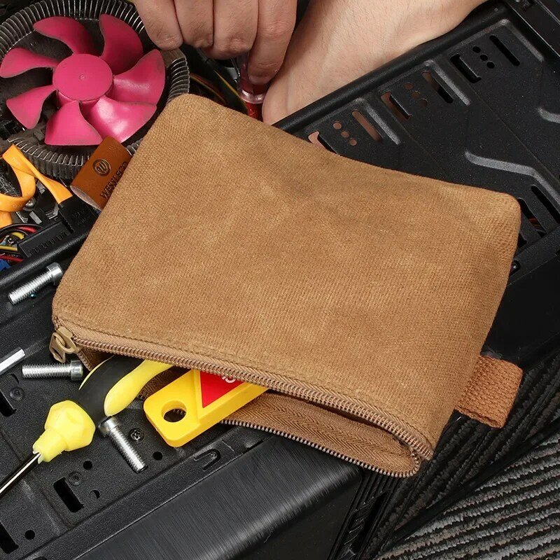 Portable wet waxed canvas Tool Bag Waterproof Hardware Storage Bags Multi-function Small Tool Bag High Quality Organizer