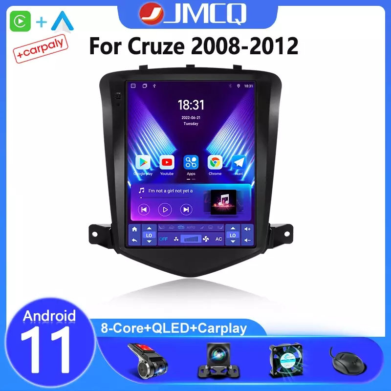 Автомагнитола 2 Din, Android 11, 9,7 дюйма, для Chevrolet Cruze J300 2008-2012, мультимедийный видеоплеер, GPS, стерео, Carplay, IPS, авто, DVD, DSP