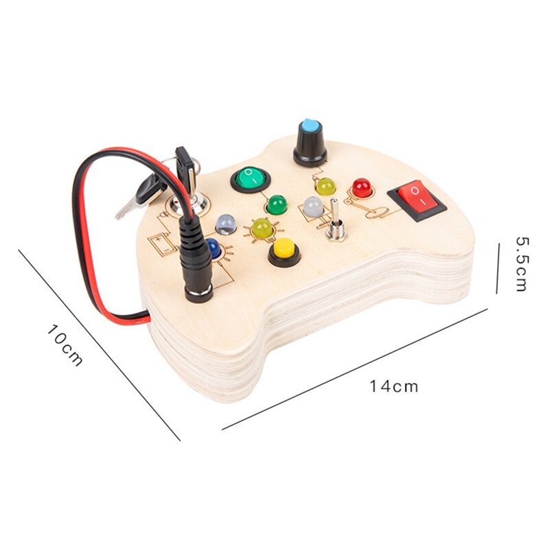 子供の木製モンテッソーリビジーボード、LEDライト、スイッチコントロールボード、感覚教育ゲーム、2〜4歳、耐久性のあるおもちゃ