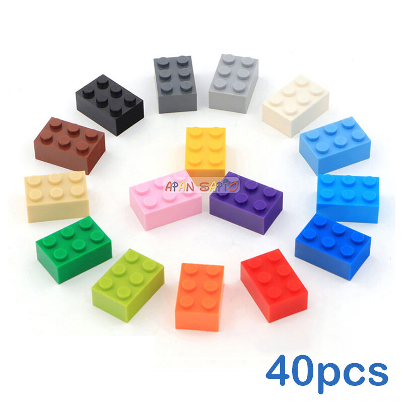 子供用の40の厚いレンガのビルディングブロック,2x3ポイント,自分で組み立てるためのビルディングブロック,3002と互換性のある教育的で創造的なサイズ,子供用のプラスチック製のおもちゃ