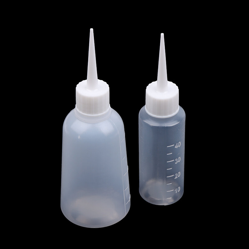 Botol plastik bening isi ulang, 5 buah 40/100ml botol aplikator ujung bening cocok untuk kerajinan seni lem Multi guna