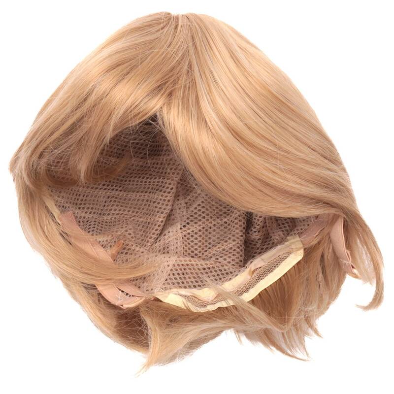 Krótki warstwowy falisty pełny peruka syntetyczna blond