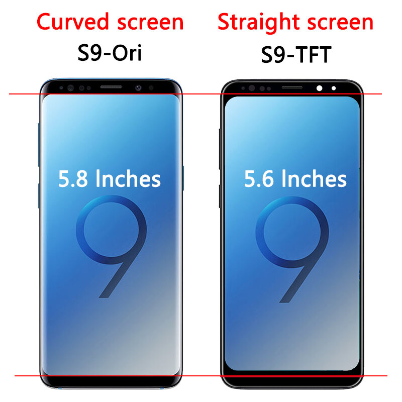 フレーム付きLCDタッチスクリーン,Samsung S9,g960,g960fの交換,高品質