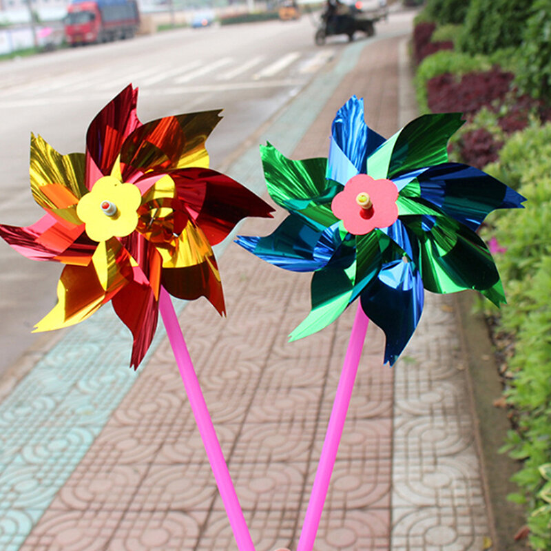 Serpihan plastik kecil kincir angin persegi warna-warni dekorasi DIY taman kanak-kanak kios anak-anak mainan kartun