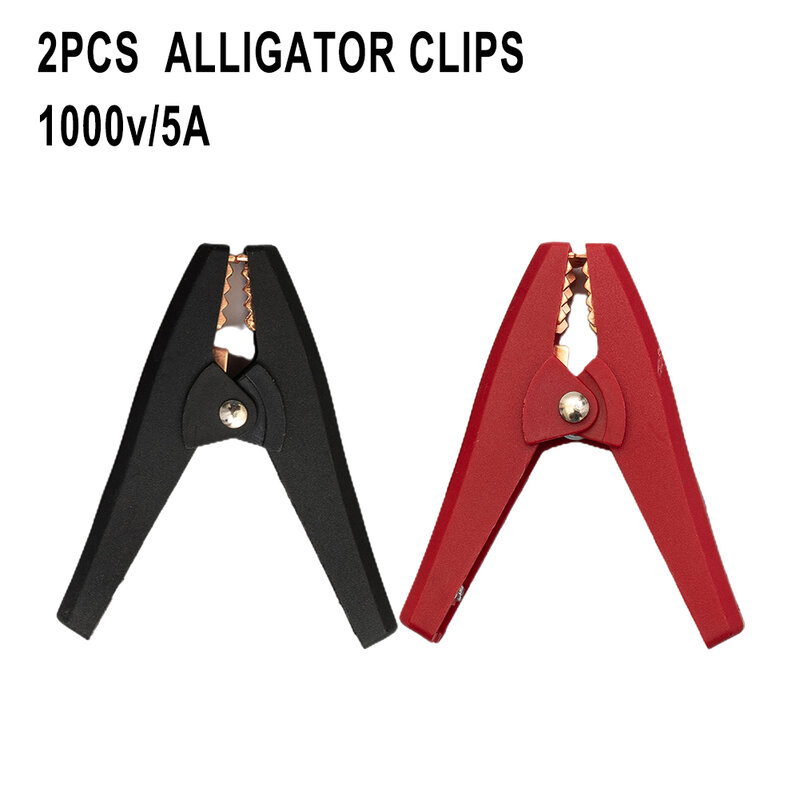 2PCS Insulated Alligator Clips 100A 90mm Black & Red Car Battery Clips Plastic Handle Test Probe Cable Connectors Clips