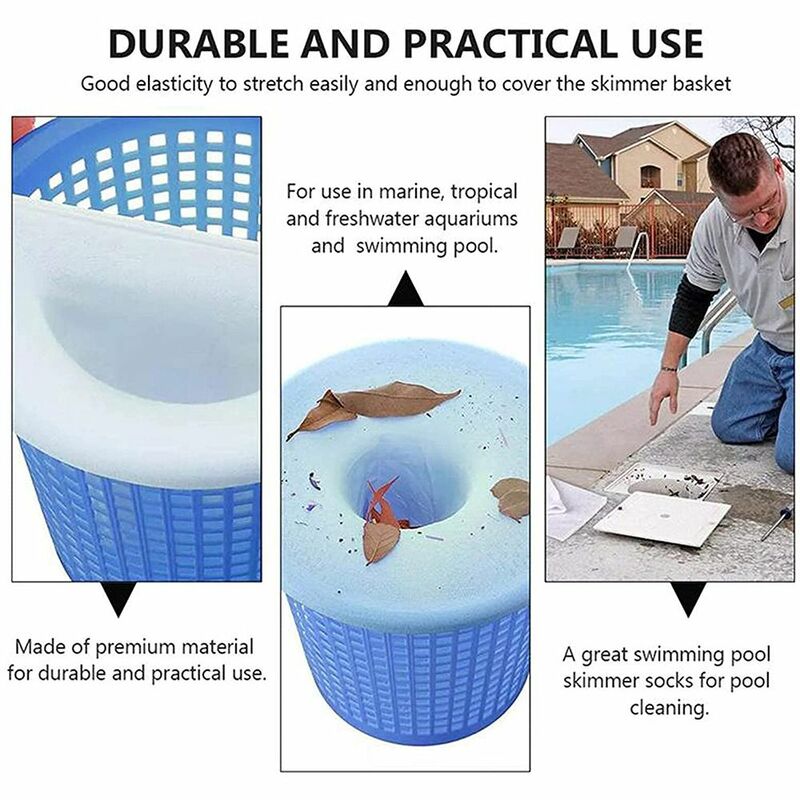Filtri cestini accessori piscina filtro netto pulisce detriti lascia piscina pulizia riutilizzabile piscina Skimmer calzini