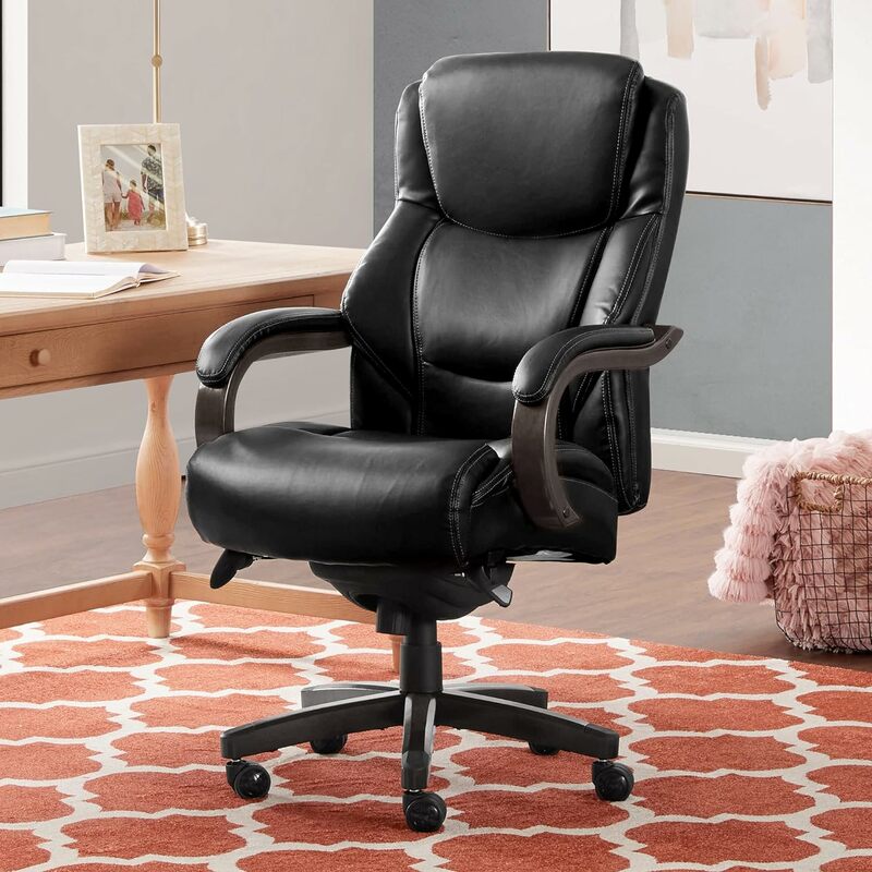 Высокий офисный стул Delano для руководителей с высокой спинкой и эргономичной поддержкой талии, из натуральной кожи, черный с потертым серым деревом