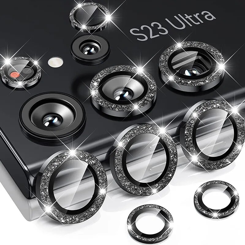 Protecteur d'objectif d'appareil photo en diamant en métal, verre pour Samsung S24 Ultra, S24, 23 Plus, anneau de protection d'appareil photo pour Galaxy S22 Ultra