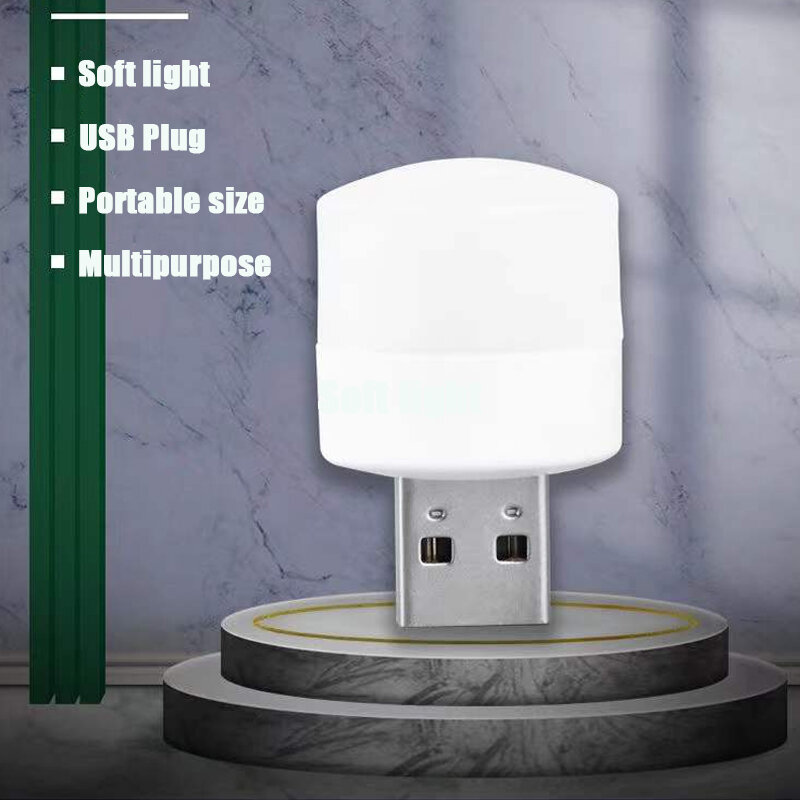 ミニUSB LEDナイトライト,コンピューターバッテリー充電器,目の保護用の小さな常夜灯