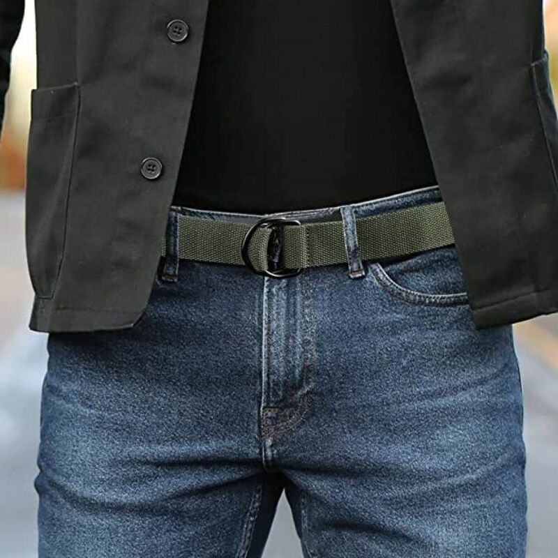 Cinture da uomo da 120CM con fibbia a doppio anello in tela di Nylon cinturino espandibile di alta qualità per cintura tattica militare da caccia all'aperto